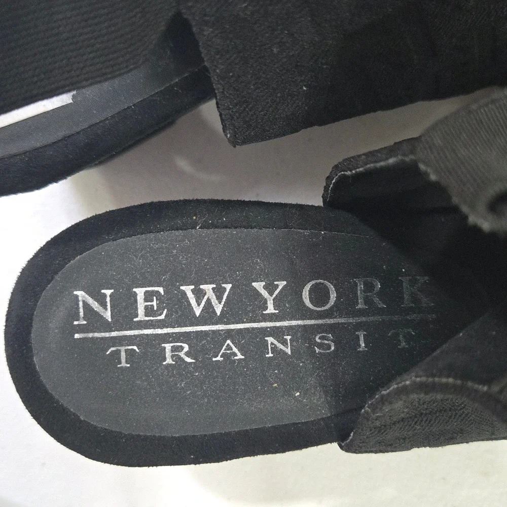 New York Transit Womens Black Wedge Sandals Slingback Open Toe Shoes Size 10M